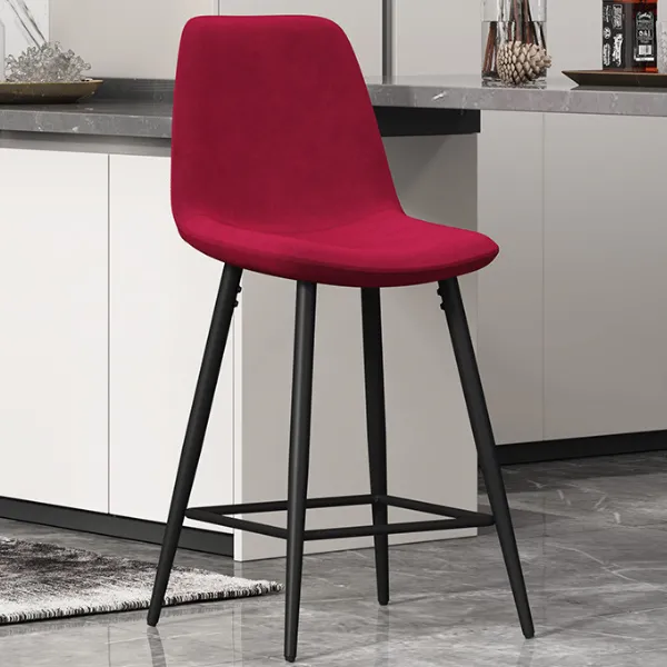 Tabouret de bar Jani-velours bordeaux
