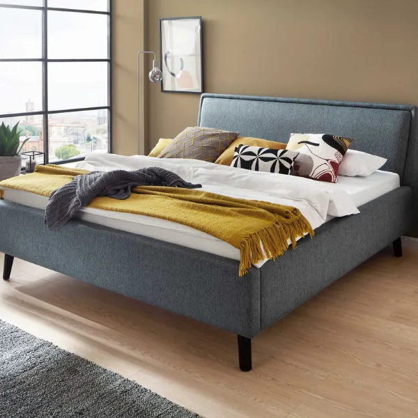 Lit double Estee 160x200cm - bleu/noir