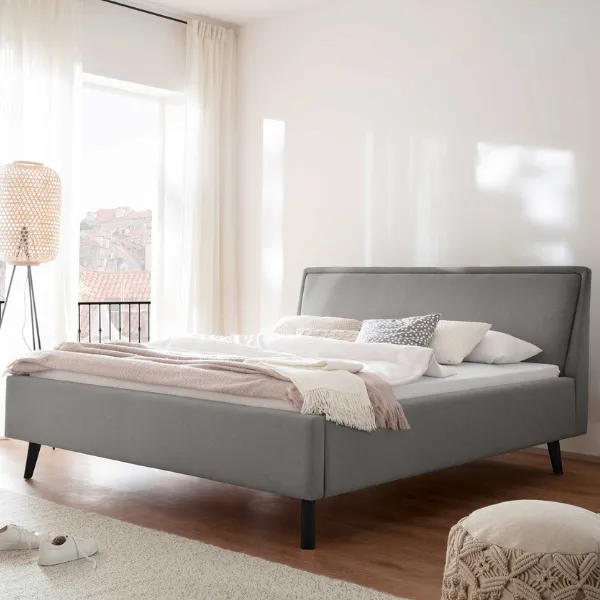 Lit double Estee 180x200cm - gris clair/noir