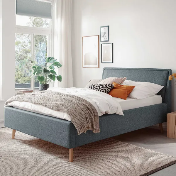 Lit Estee 140x200cm - bleu/chêne