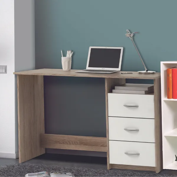 Bureau Arieke-chêne brossé/blanc