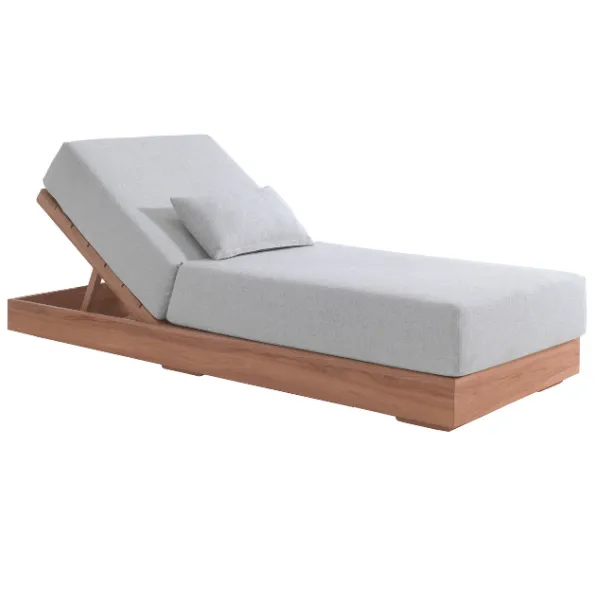 Chaise longue Kostas teck et oléfine - écru