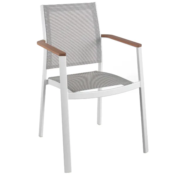 Chaise de jardin empilable Billie - blanc/teck