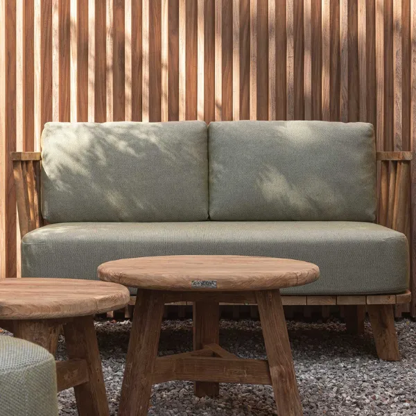 Canapé de jardin 2 places Fez - bois teck/vert sauge