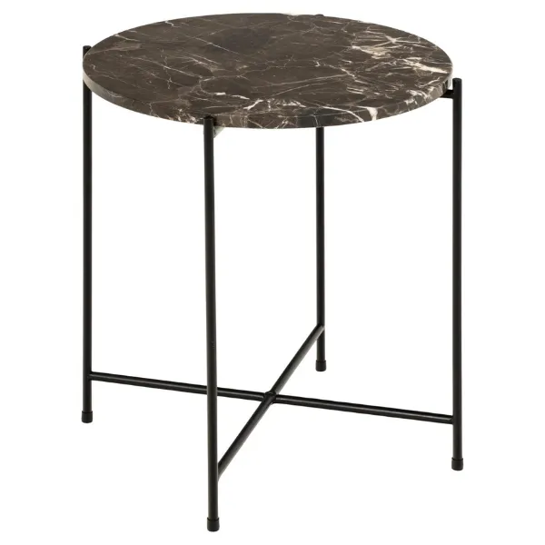 Table d'appoint Avila Ø42 cm - marbre brun/noir