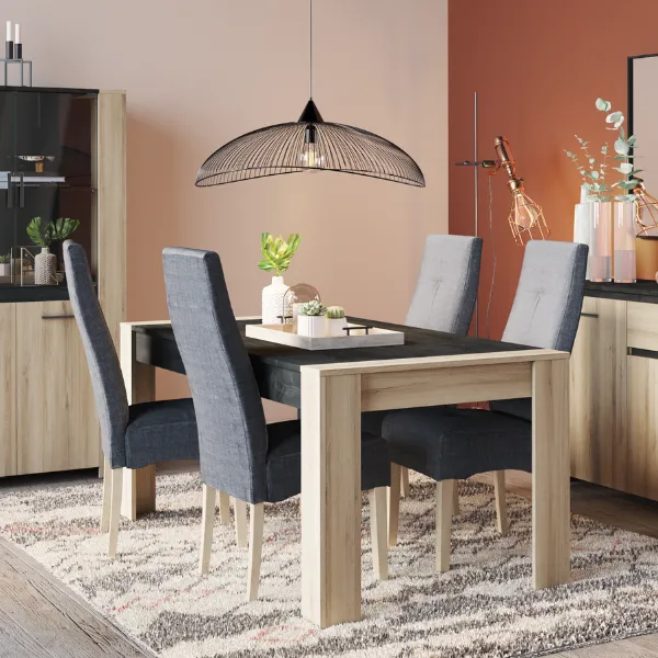 Table de salle à manger Shane 170 x 90 cm-Chêne Kronberg/Noir Sidewalk