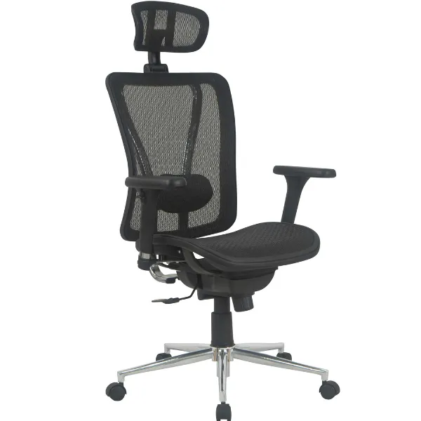 Chaise de bureau Uline-tissu mesh noir mat