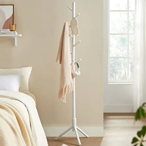 Porte-manteau sur pied en bois massif en forme d'arbre - 8 crochets, 3 options de hauteur