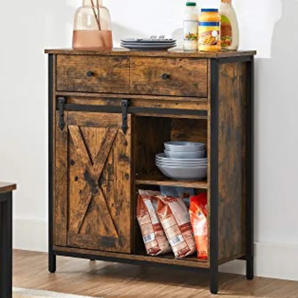 VASAGLE COBADO Armoire de rangement : Style industriel avec tiroir et porte coulissante