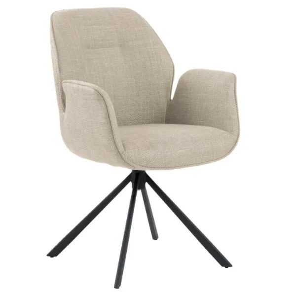 Chaise de salle à manger pivotante Aubin avec accoudoirs - beige/noir