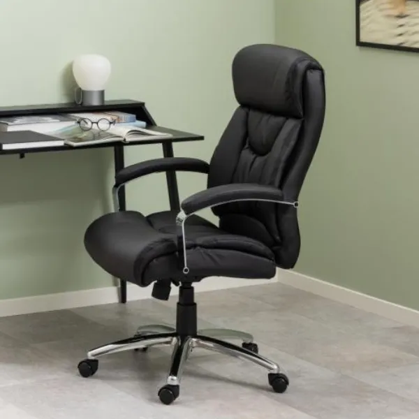 Chaise de bureau Tobe avec accoudoirs - similicuir noir