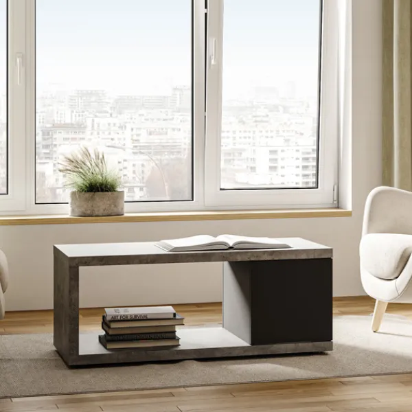 Table basse Bérinne-noir/béton