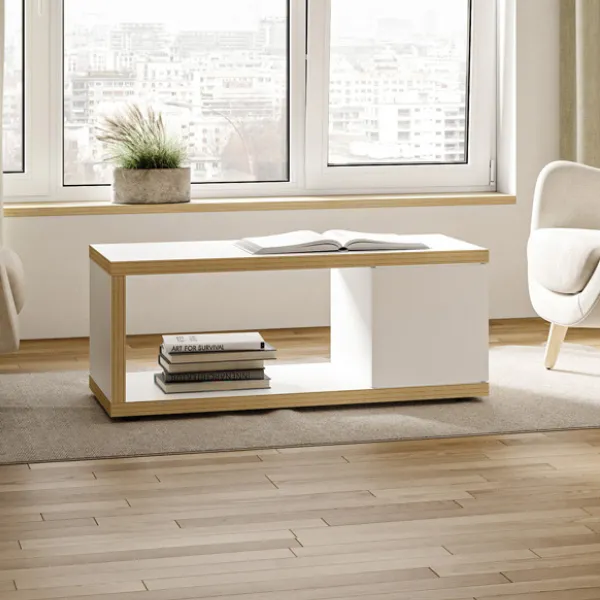 Table basse Bérinne-blanc/contreplaqué