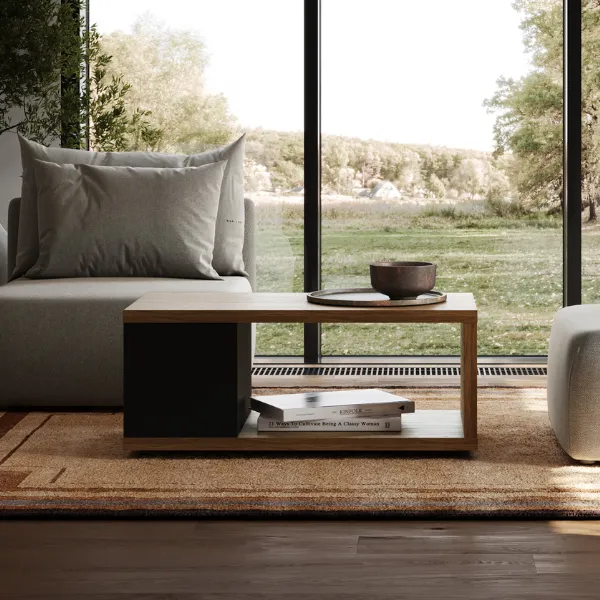 Table basse Bérinne-noir/bois de noyer