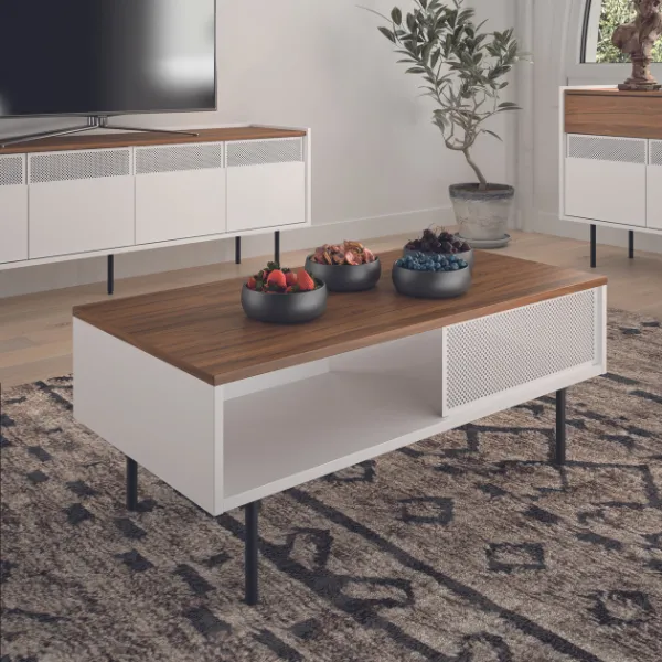 Table basse Renée 100 cm - noyer/blanc