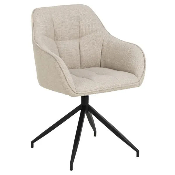Chaise de salle à manger Brenda pivotante - beige/noir