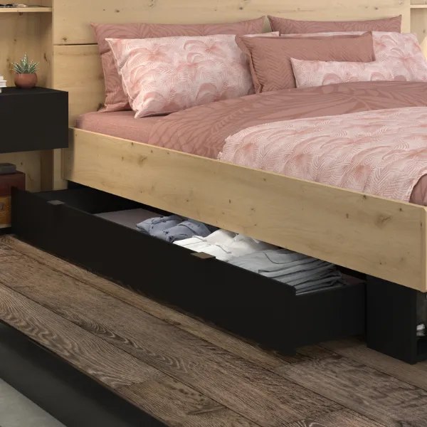 Ensemble plateau de lit Stamp | 177.3 x 50.7 x 18.1 cm | Noir