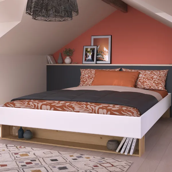 Lit double Stamp | 206 x 163.8 x 37.7 cm | Artisan Oak White