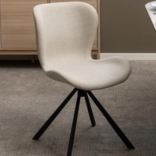 Chaise de salle à manger pivotante Tilda tissu - beige/noir