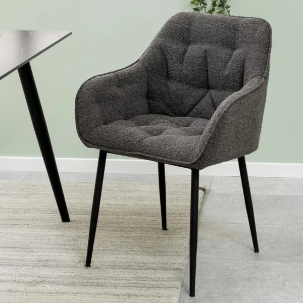 Chaise de salle à manger Bridget tissu et métal - anthracite/noir