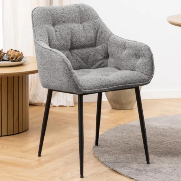 Chaise de salle à manger Bridget tissu et métal - gris/noir
