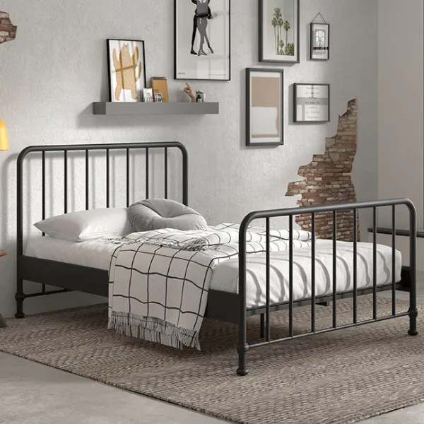 Lit double Bronxx métal 140x200cm - noir mat