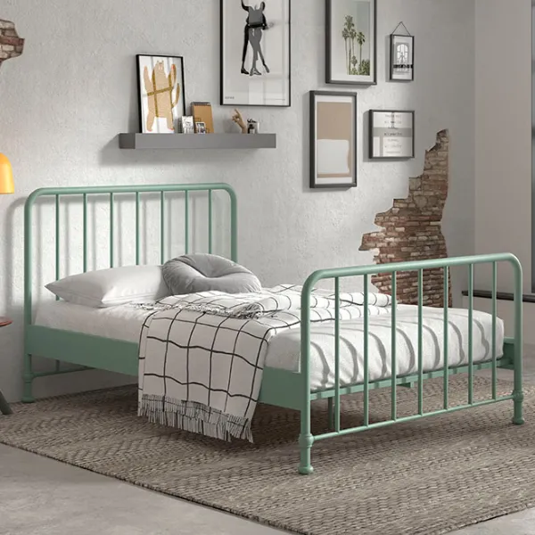 Lit double Bronxx métal 140x200cm - vert d'olive mat