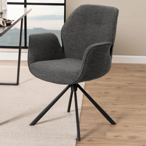 Chaise de salle à manger Aubin à accoudoir pivotant, Monza Anthracite