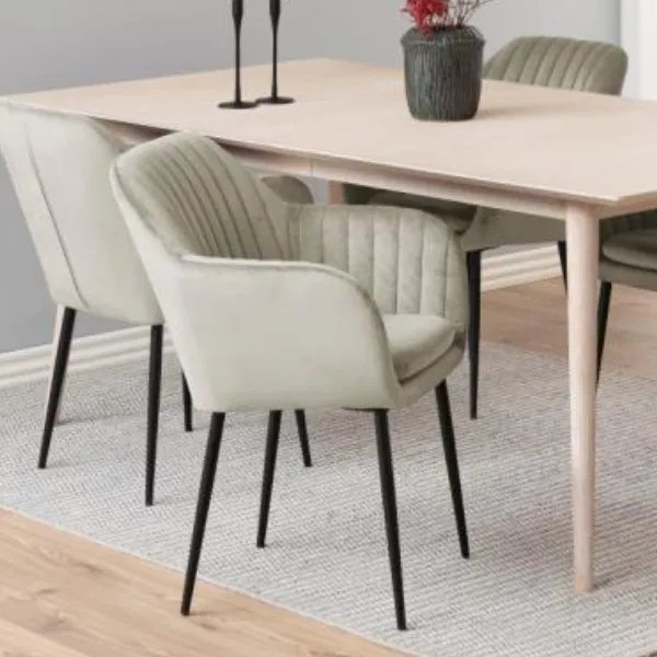 Chaise de salle à manger à accoudoirs Hermeline: Tissu Vic Sand A80