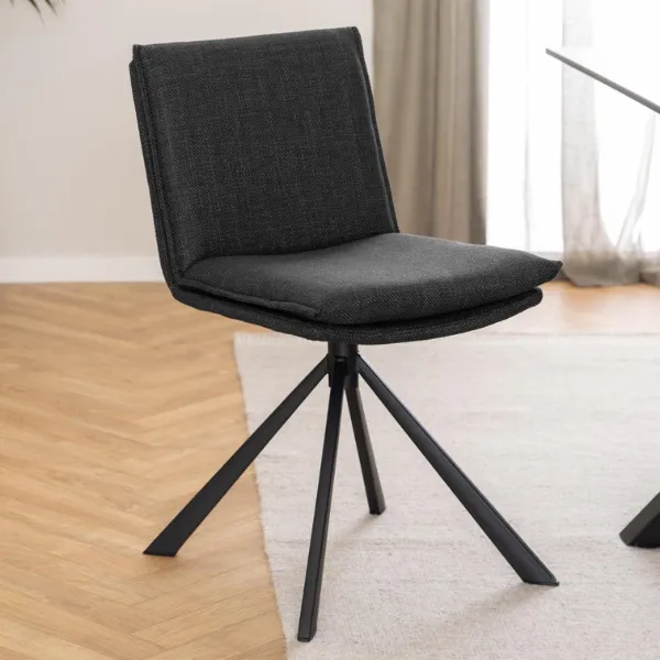 Chaise de salle à manger Flynn - pivotante et zippée - gris foncé