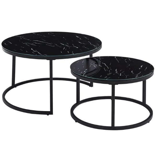 Lot de Tables basses Boston Décor Marbre Noir