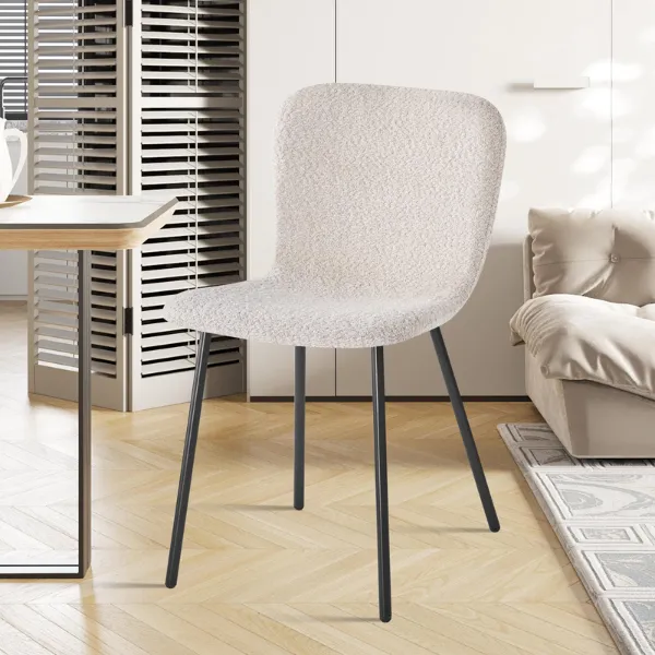 Chaise Susan Bouclé Sand | Pieds en métal et tapisserie dameublement | 77x45x52 cm