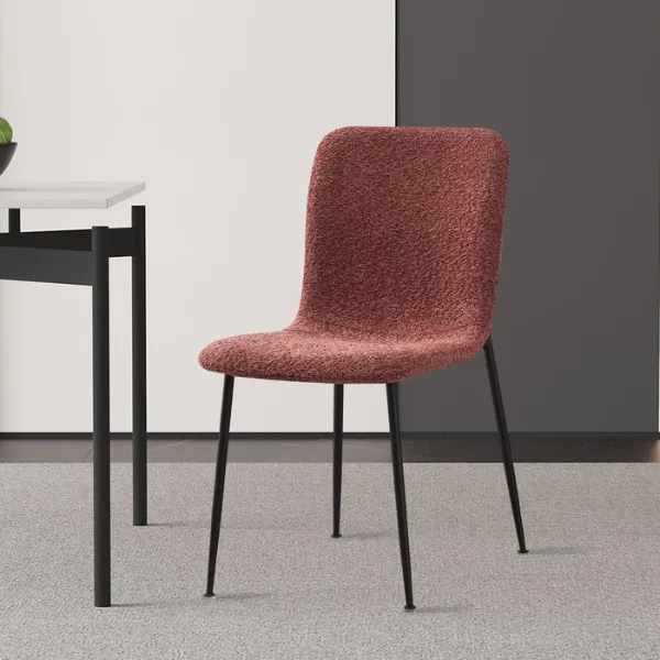 Chaise Alice Bouclé Rose | Pieds en métal | H81.5xL42xP57cm