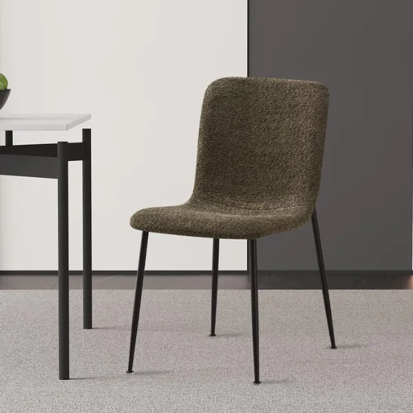 Chaise Alice Bouclé Vert | Pieds Métal | H81.5xB42xD57cm