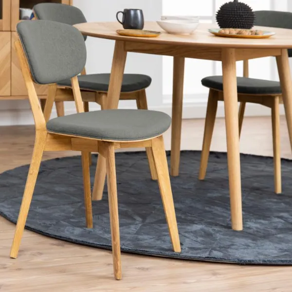 Chaise de salle à manger en chêne gris Granada - Collection Minsk