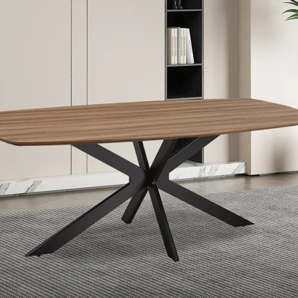 Aziz 200 cm Table ovale danoise avec décor chêne ancien | Pieds en métal, plateau MDF, chant ABS | H76 x L200 x P100 cm - 25mm