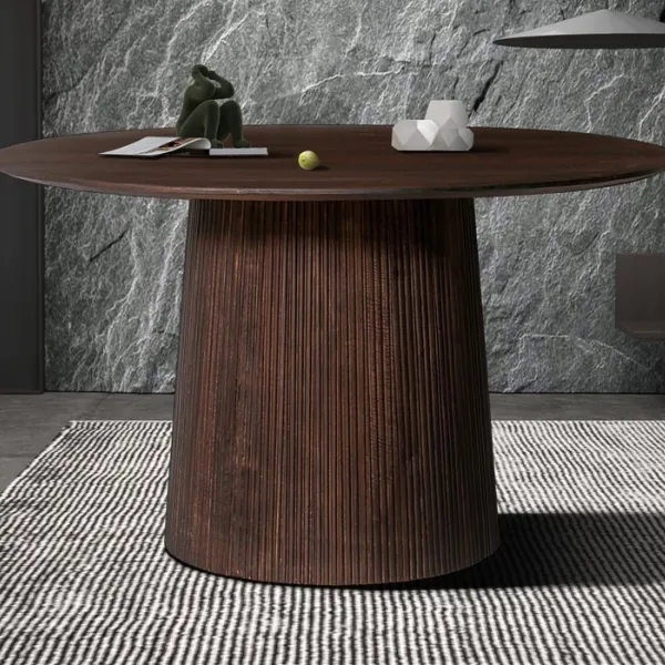 Table ronde Miguel marron foncé | Bois de mango massif | 76H x 130W x 130D cm