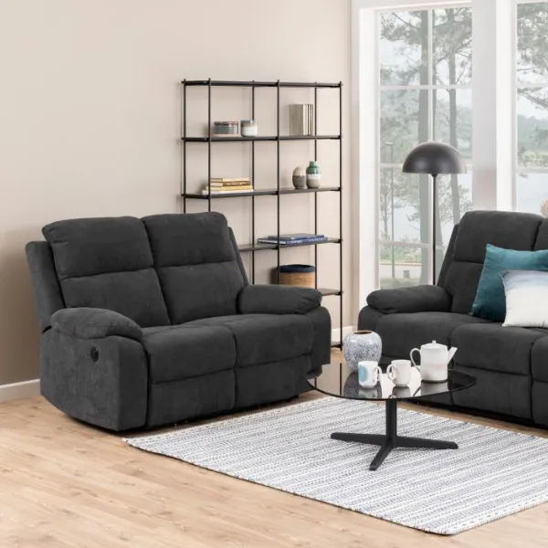 Fauteuil inclinable motorisé 2 places : Mora, tissu Enjoy, gris foncé