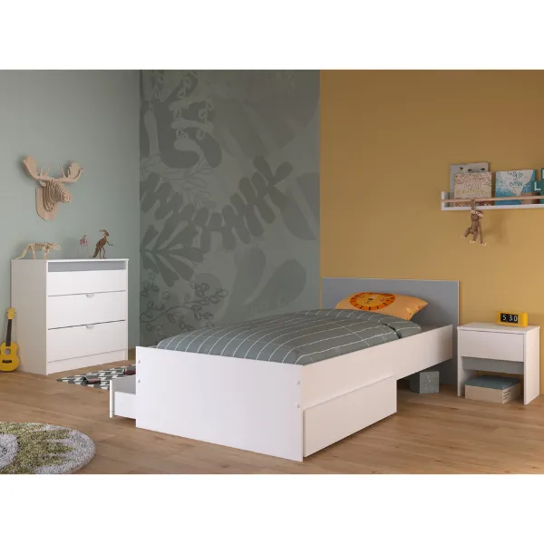 Chambre d'enfant Rue | Lit simple, chevet, table de nuit, commode
