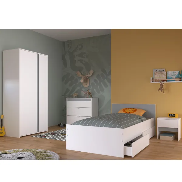 Chambre d'enfant Rue | Lit simple, Ensemble de tables de chevet, Table de chevet, Armoire, Commode