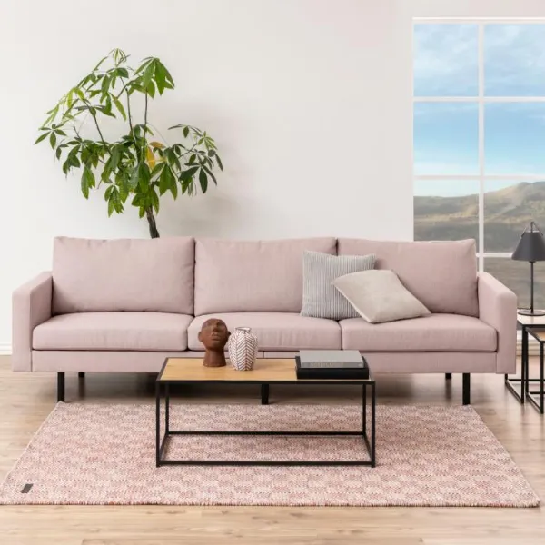 Table basse rectangulaire Seaford - plateau en chêne, base noire, 100x50x40cm