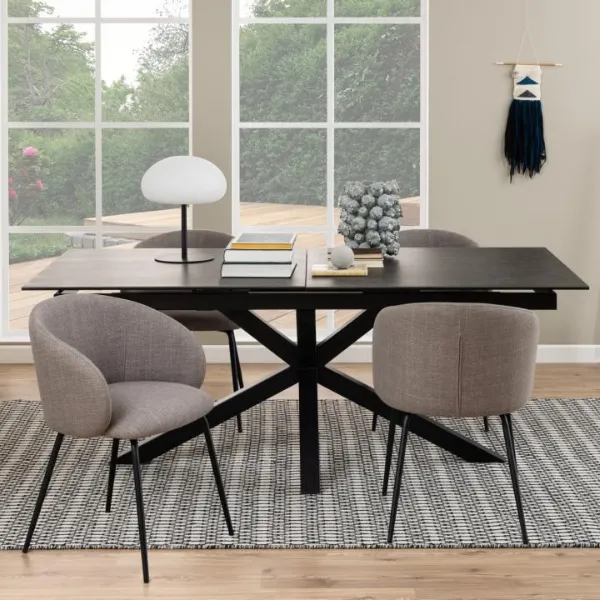 Table de salle à manger à rallonge Fairbanks - 240x11x76 cm - Céramique/noir