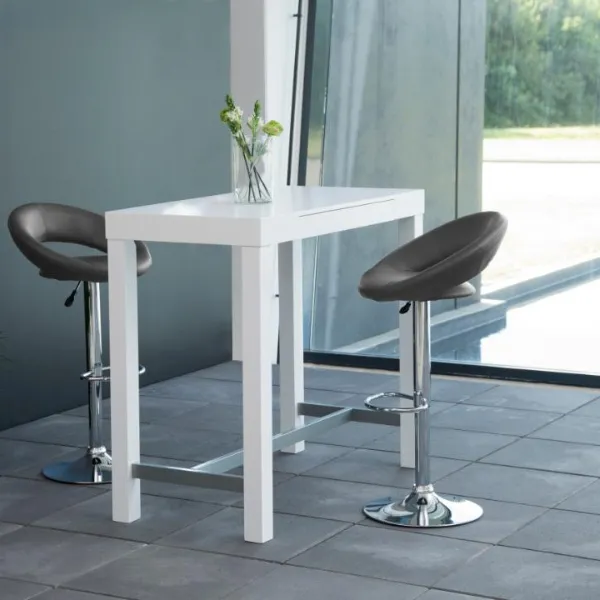 Tabouret de bar Plump - 56x50x100 cm - Cuir synthétique/gris