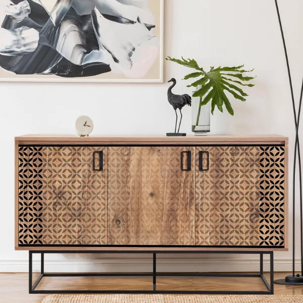 18mm Sapphire Multi Purpose Cabinet | 100% Melamine | Poignées, pieds | 140x80x40cm | Fixation murale | Atlantic Pine Black