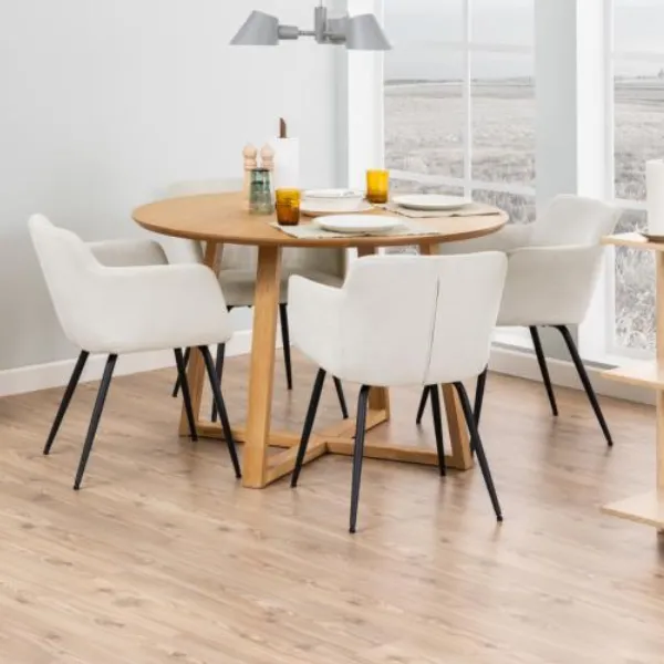 Table de repas Malika Ø120 cm - placage chêne