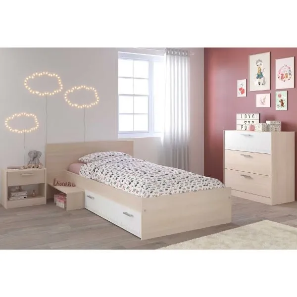 Combinaison de chambre d'enfant Charly 90x190 | Lit d'enfant, table de chevet, commode