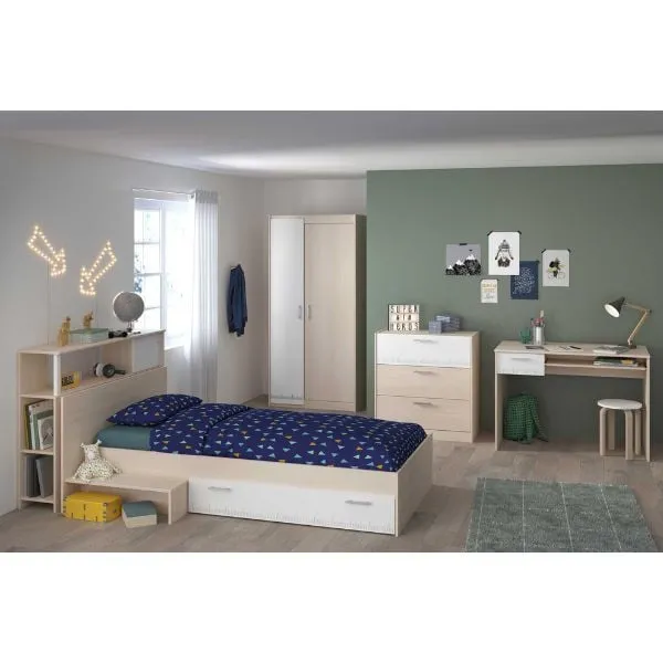 Combinaison de chambre d'enfant Charly 90x190 | Lit d'enfant, stockage, armoire, commode, bureau