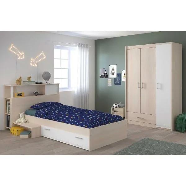 Combinaison de chambre d'enfant Charly 90x190 | Lit d'enfant, stockage, armoire