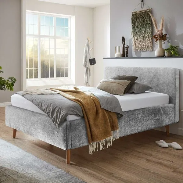 Lit Younes 140x200cm avec espace de rangement - gris