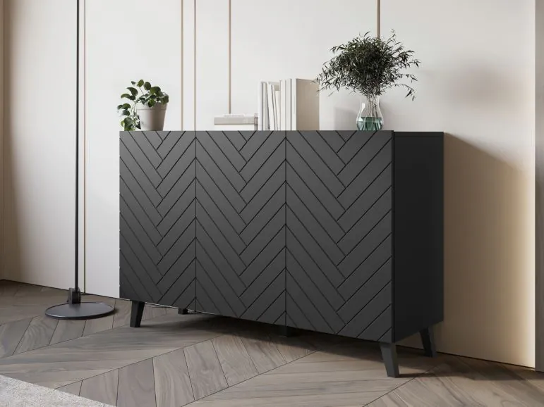 Buffet/bahut FUKETTE 3 portes graphite/noir